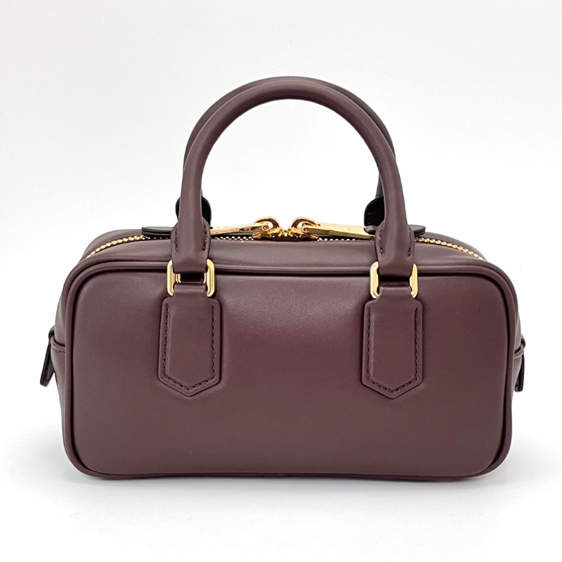 MIUMIU 石楠木色Arcadie金扣保齡球小號手提肩背斜背包 22.5*11*8 全新閒置配件塵袋-3