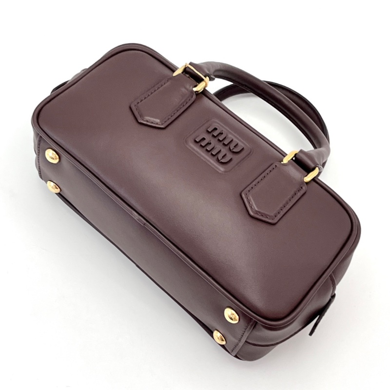 MIUMIU 石楠木色Arcadie金扣保齡球小號手提肩背斜背包 22.5*11*8 全新閒置配件塵袋-4