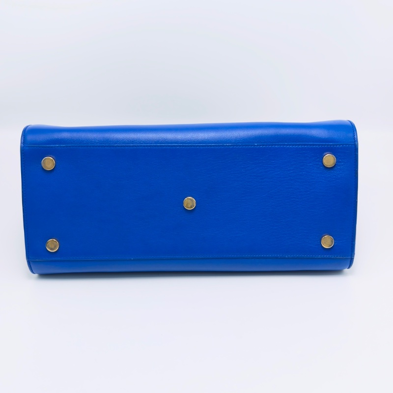 YSL SAC DEJOUR 藍色金扣手提托特包 31*21*15 98新配件塵袋-4