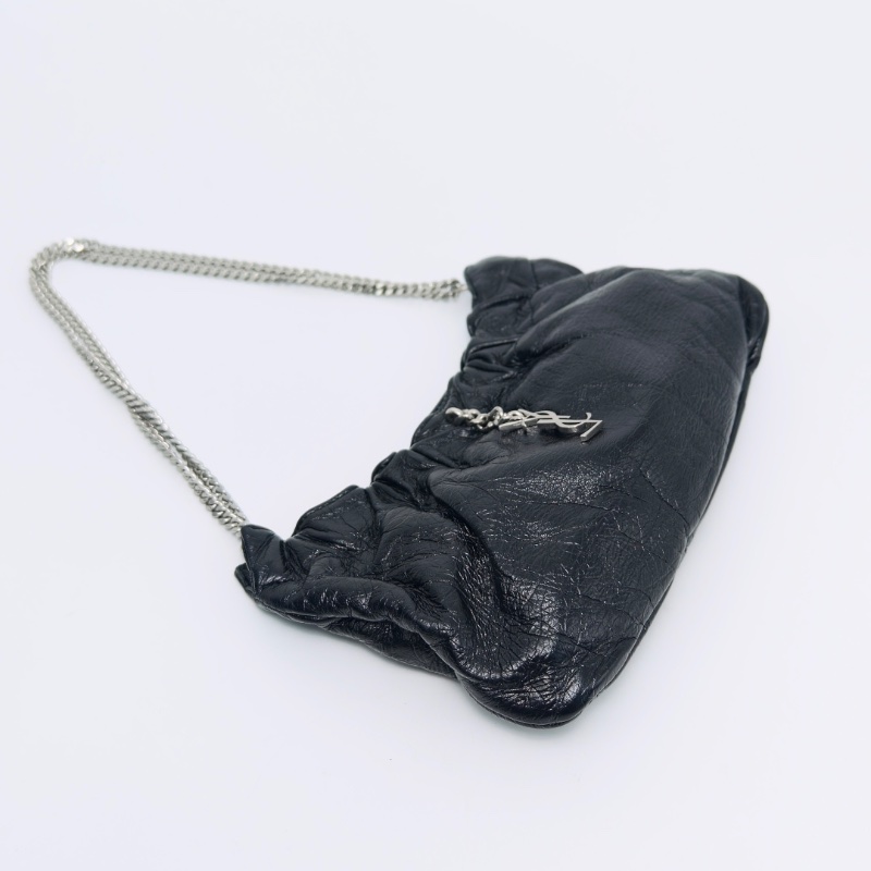 YSL 黑銀shoulderbag油蠟牛雲朵腋下肩背包 24.5*14*0.6 98新配件盒子塵袋-2