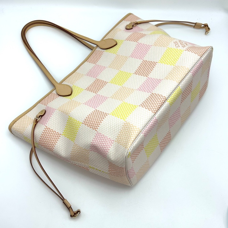 Lv新款彩棋盤格中號子母手提肩背包 32*28*15芯片款 99新配件塵袋吊牌購證-2
