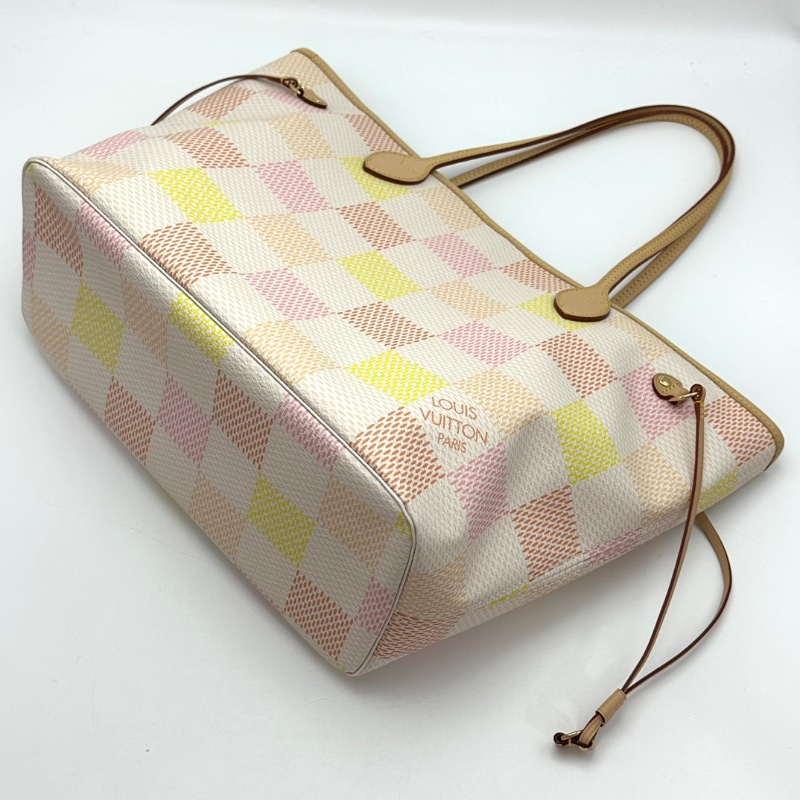 Lv新款彩棋盤格中號子母手提肩背包 32*28*15芯片款 99新配件塵袋吊牌購證-4