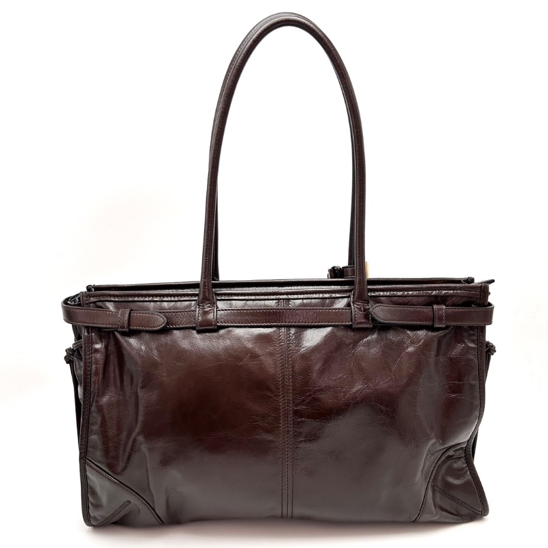 PRADA 深棕色Soft lux Bonnie大號手提肩背斜背包 38*24*12 99新配件塵袋購證-6