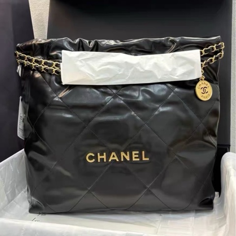 全網最低價 Chanel 22 Bag 黑金中號 全新未用