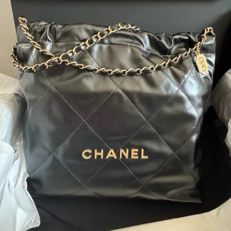 全網最低價 Chanel 22 Bag 黑金中號 全新未用-1