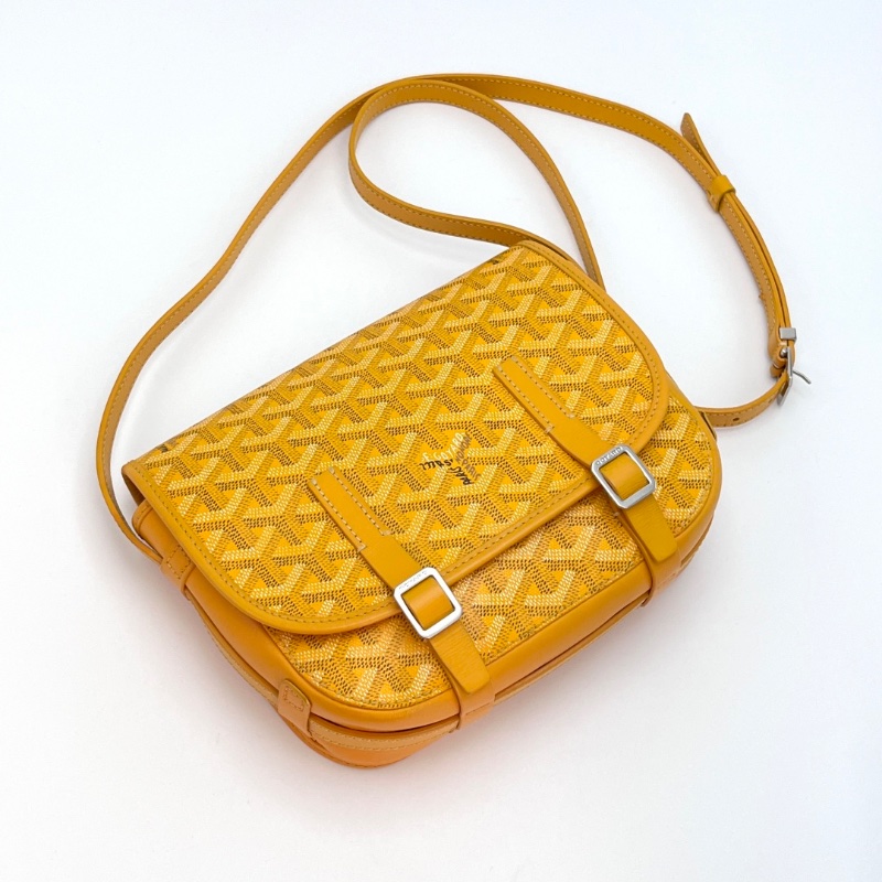 GOYARD 黃色Y字滿印雙扣肩背斜背郵差包 22*19*6 98新配件-2