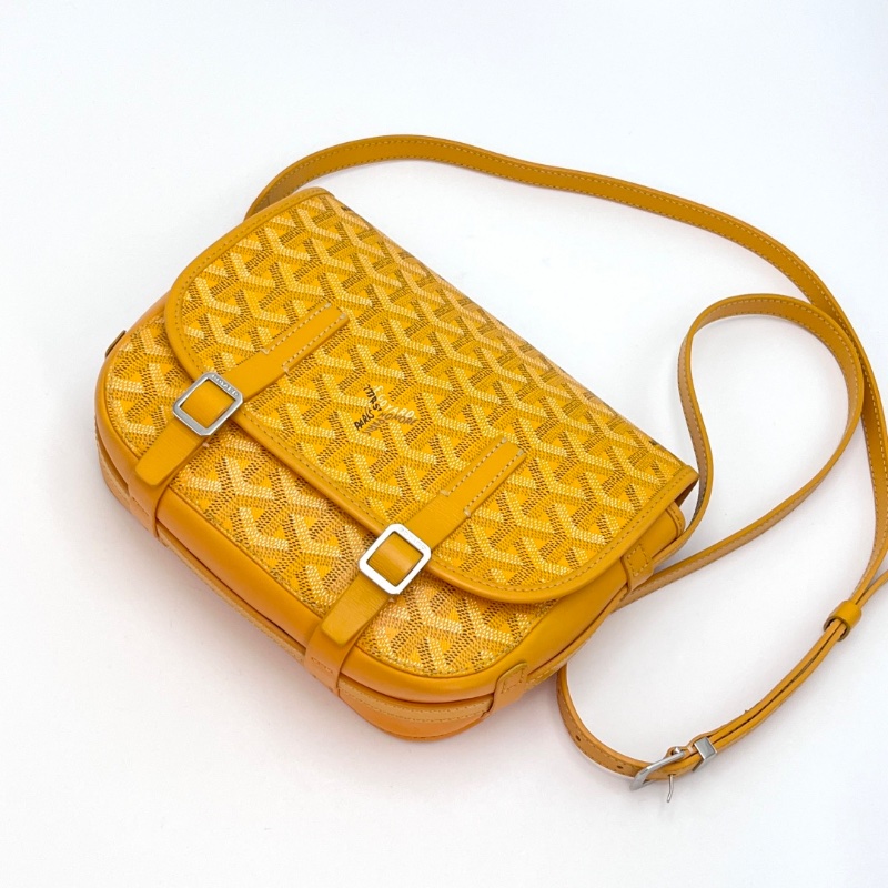 GOYARD 黃色Y字滿印雙扣肩背斜背郵差包 22*19*6 98新配件-4