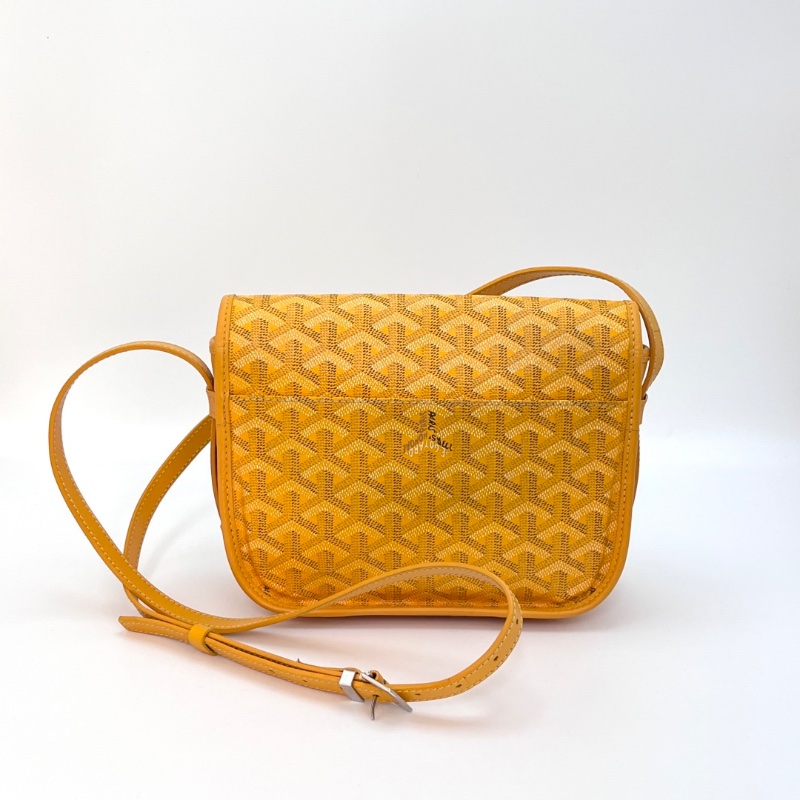 GOYARD 黃色Y字滿印雙扣肩背斜背郵差包 22*19*6 98新配件-5