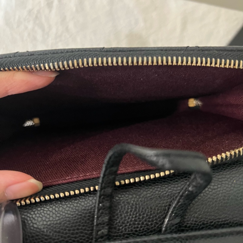 ෆ Chanel affinity 22p黑金荔枝牛皮雙肩後背包-16