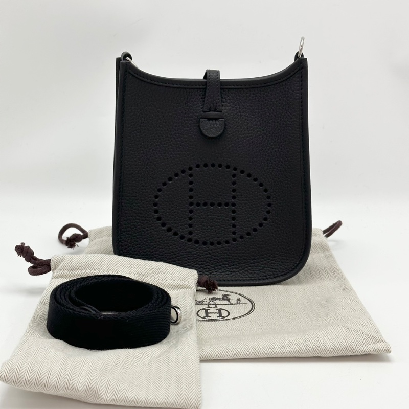 HERMES 黑銀mini evelyne 肩背斜背包17*17.5*5.5 全新閒置配件塵袋-1