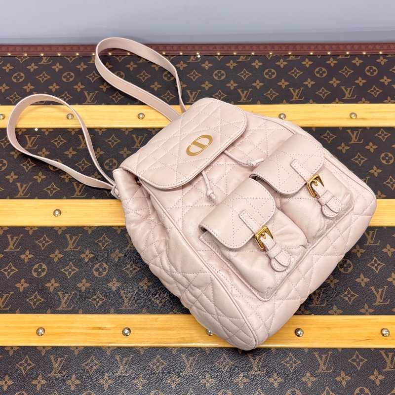 DIOR Caro新款胭脂粉色後背包 23*26.5*12.5 98新配件塵袋-5
