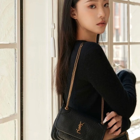 YSL新款黑金mininiki鏈條肩背斜背包 18*13*5 99新配件盒子塵袋購證