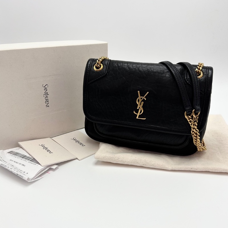 YSL新款黑金mininiki鏈條肩背斜背包 18*13*5 99新配件盒子塵袋購證-1
