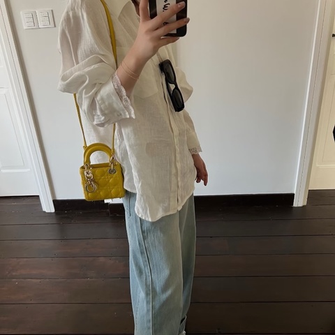 DIOR 金扣超mini三格戴妃手提斜背包12*10*5 99新配件塵袋