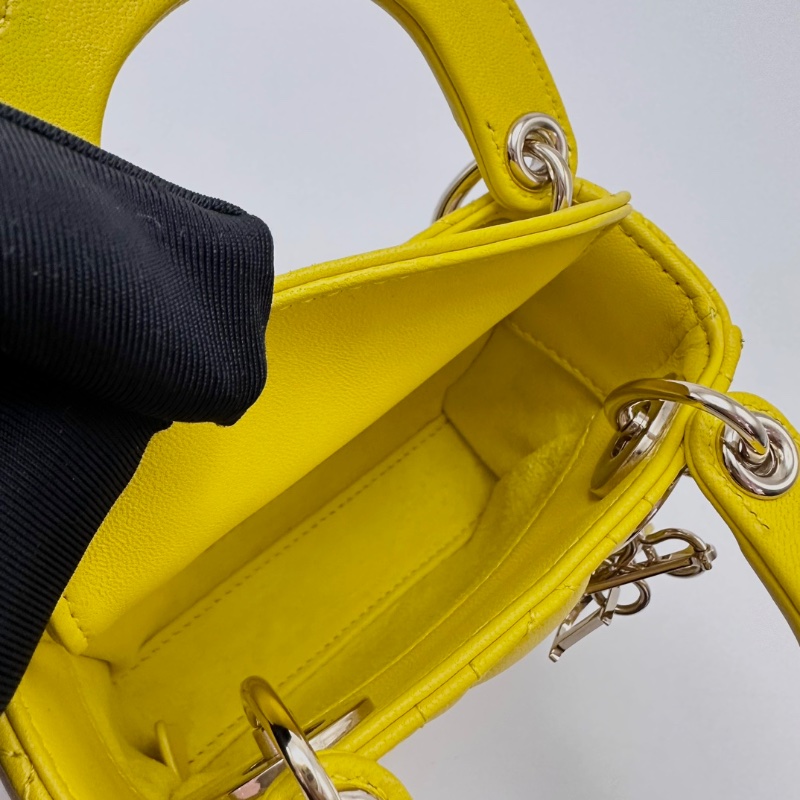 DIOR 金扣超mini三格戴妃手提斜背包12*10*5 99新配件塵袋-2