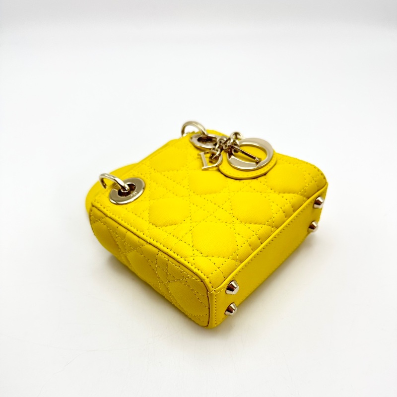 DIOR 金扣超mini三格戴妃手提斜背包12*10*5 99新配件塵袋-3