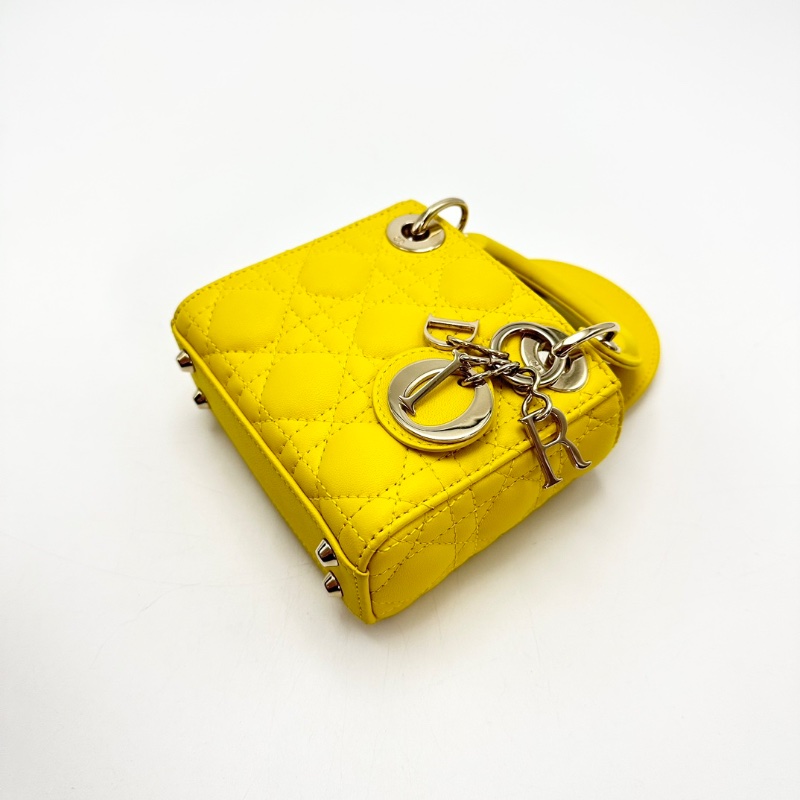 DIOR 金扣超mini三格戴妃手提斜背包12*10*5 99新配件塵袋-5