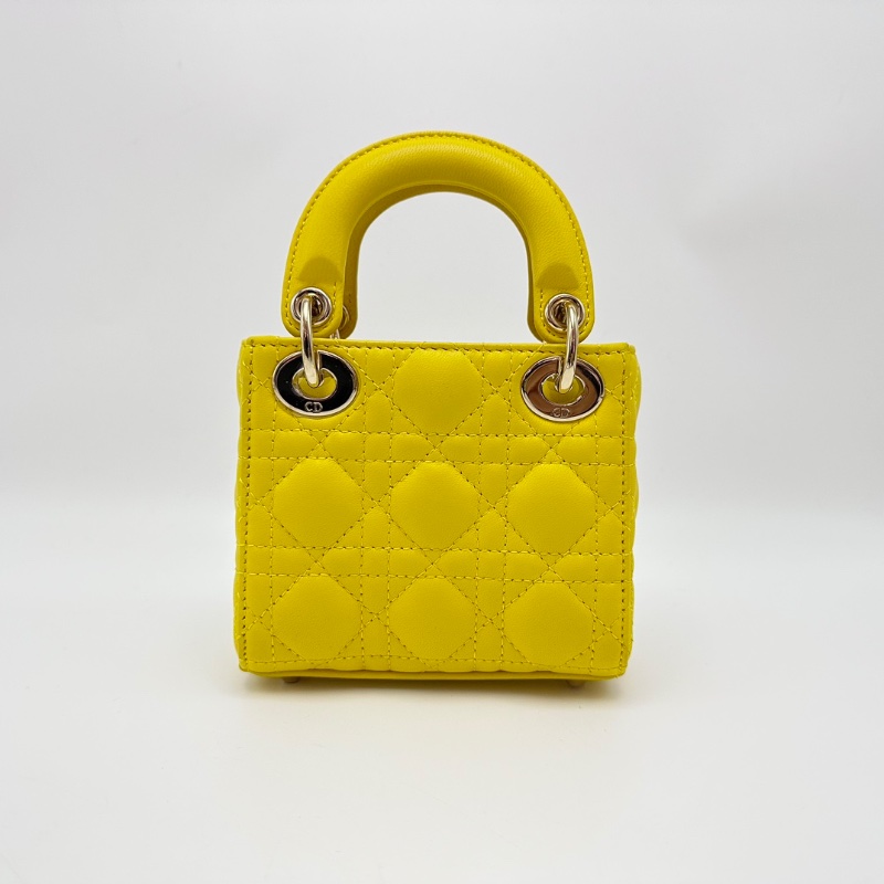DIOR 金扣超mini三格戴妃手提斜背包12*10*5 99新配件塵袋-6