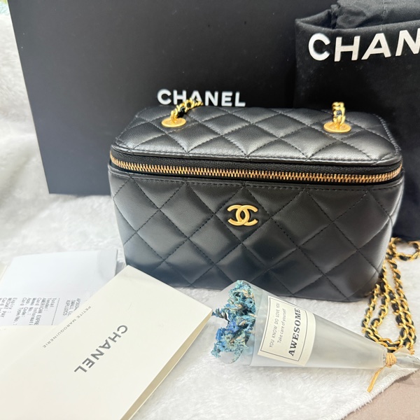 Chanel 香奈兒 黑色 長盒子 化妝箱 鏡子款-6