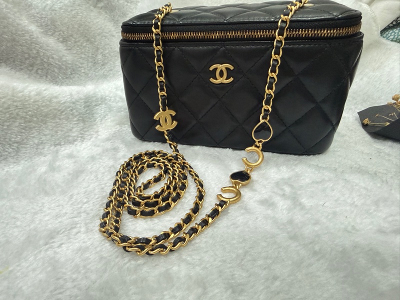 Chanel 香奈兒 黑色 長盒子 化妝箱 鏡子款-17