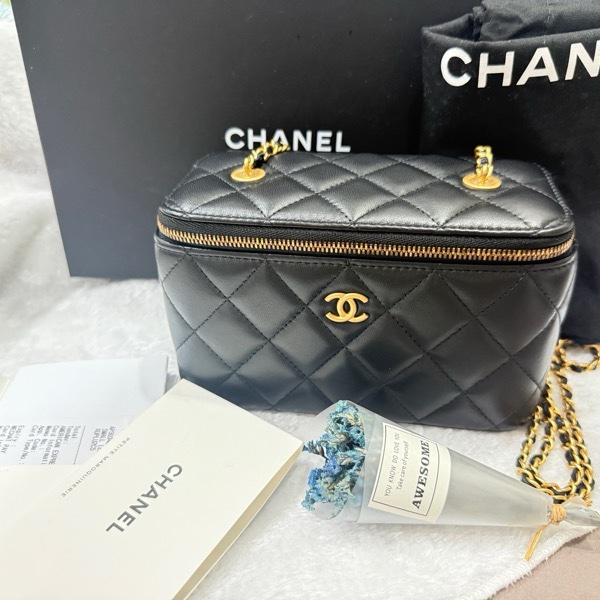 Chanel 香奈兒 黑色 長盒子 化妝箱 鏡子款-22