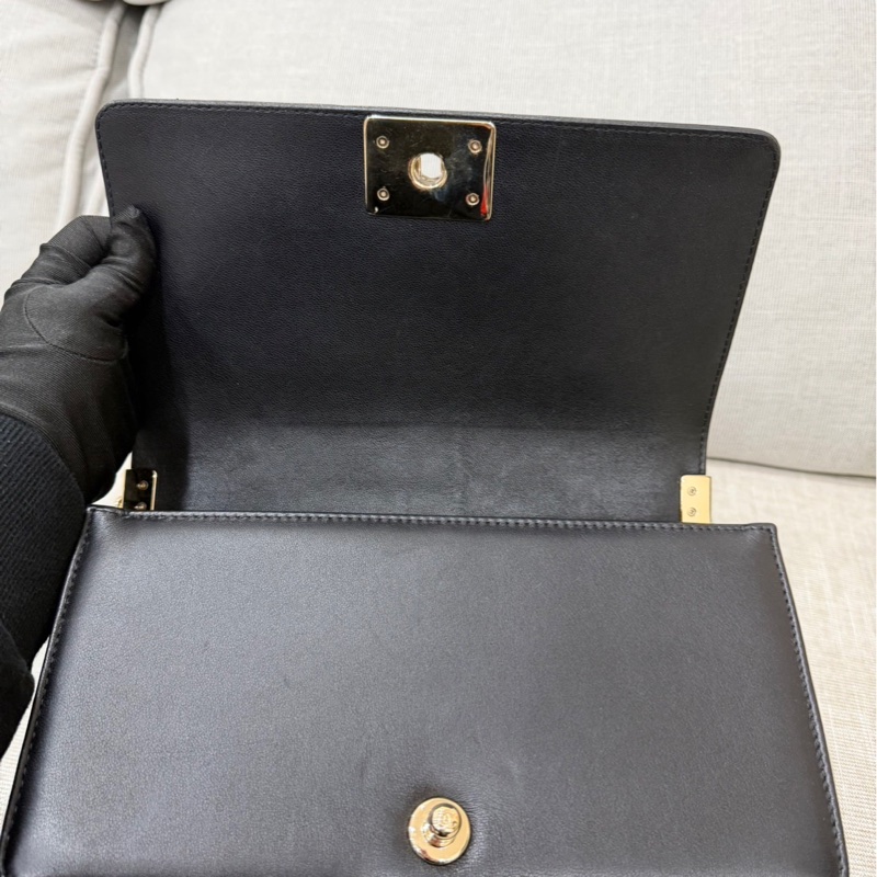 chanel香奈兒 Boy25黑金羊皮中號-34