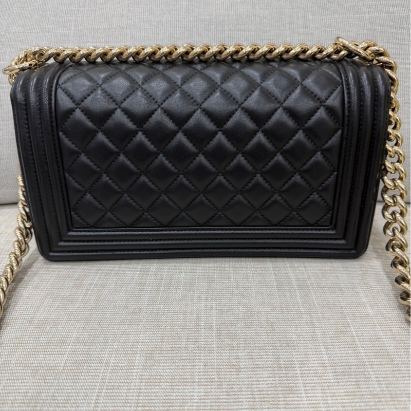 chanel香奈兒 Boy25黑金羊皮中號-37