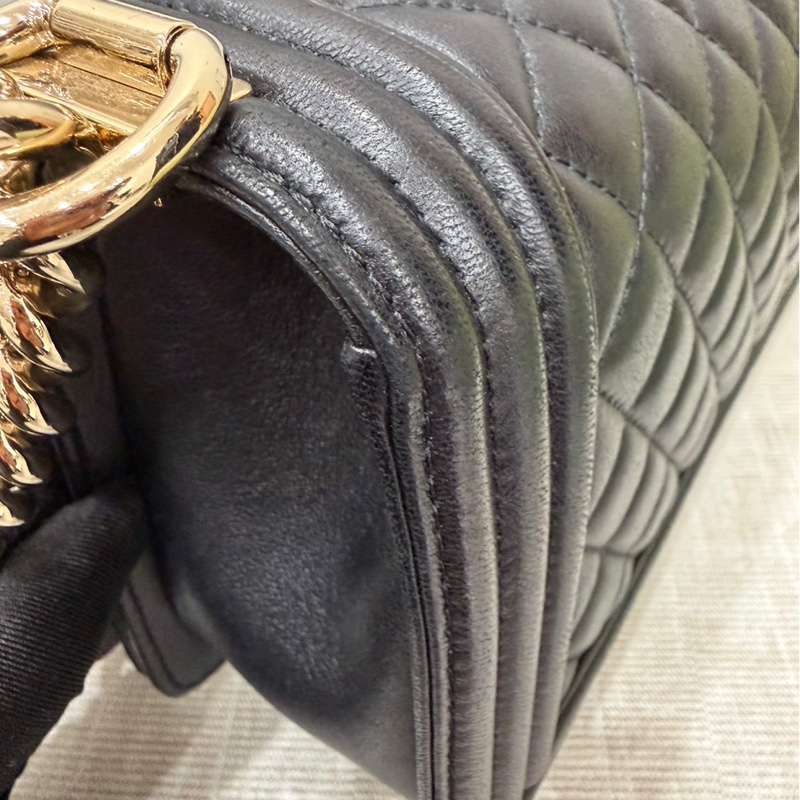 chanel香奈兒 Boy25黑金羊皮中號-45