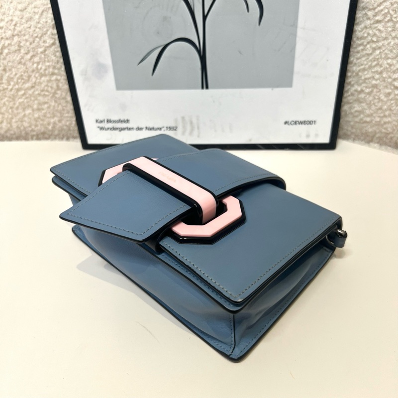 PRADA /普拉達 Ribbon系列牛皮舌頭包 經典粉藍 經典百搭 帶肩帶 手提包 單肩包 斜挎包-4