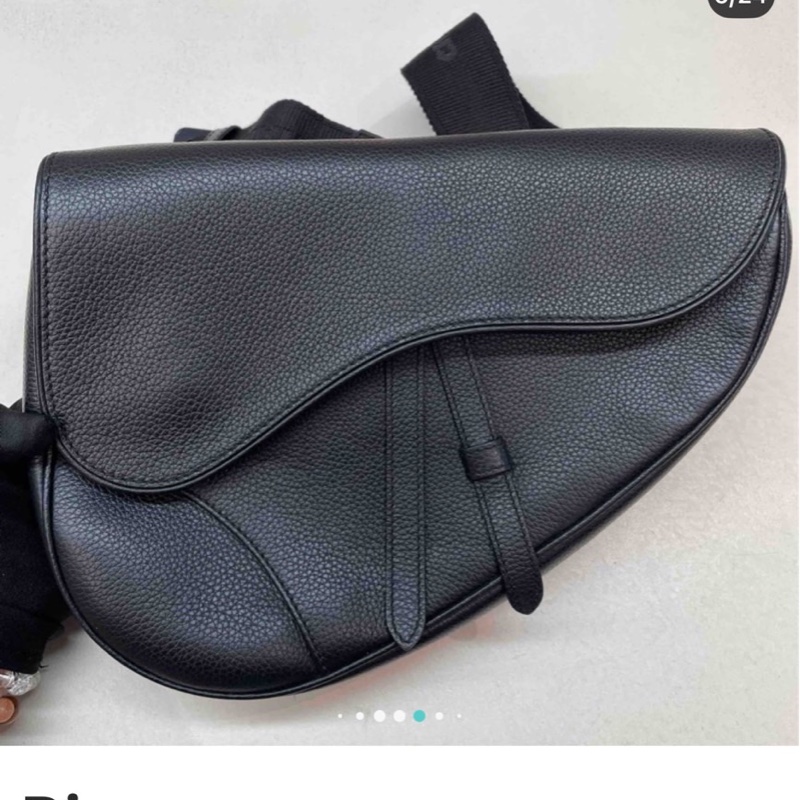 DIOR迪奧 Saddle 馬鞍包 粒面觸感牛皮胸包/單肩斜挎包 黑色 男款#男士斜挎包-2