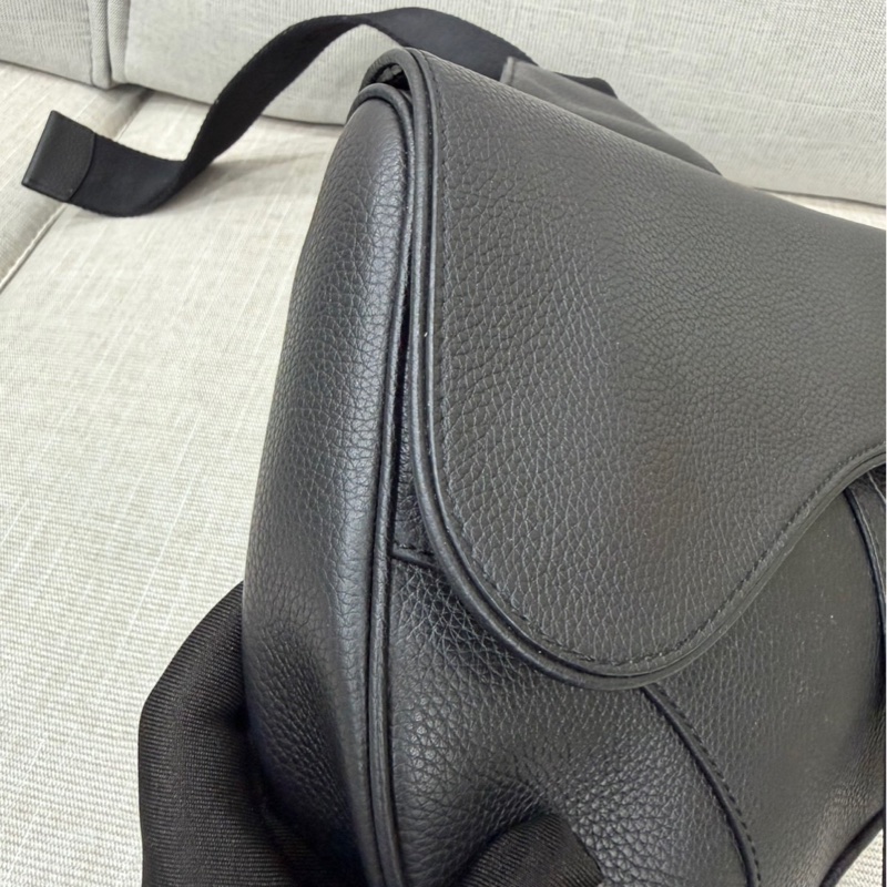DIOR迪奧 Saddle 馬鞍包 粒面觸感牛皮胸包/單肩斜挎包 黑色 男款#男士斜挎包-7