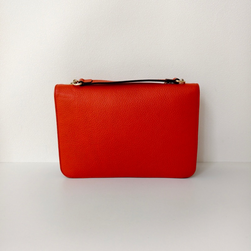 古馳/Gucci  橘色單肩斜挎翻蓋包 牛皮 尺寸:  長 28 x 寬 7.5 x 高 18.7-4