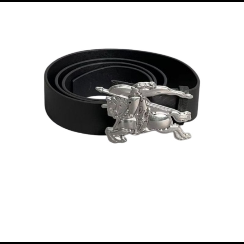 Burberry Knight 銀扣皮革腰帶 90cm-0