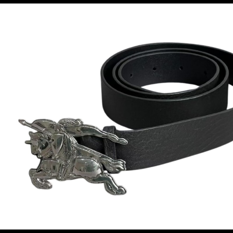 Burberry Knight 銀扣皮革腰帶 95cm-1