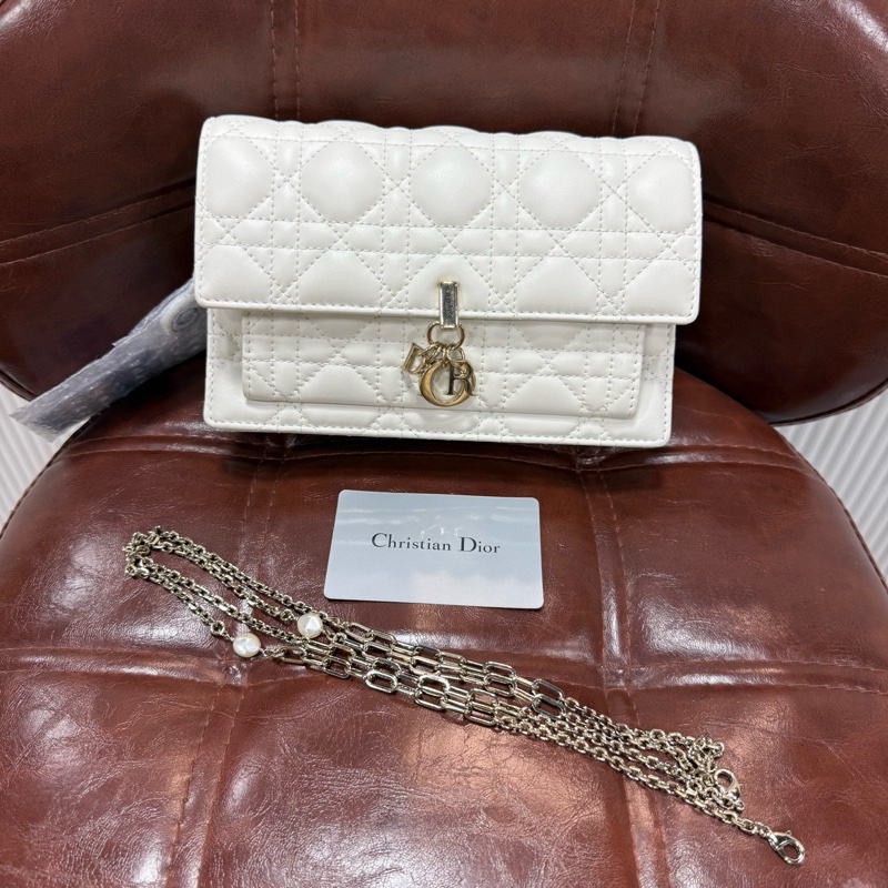 Dior 迪奧 Daily 新款小號鏈條包 白金藤格紋羊皮金扣 尺寸19.5×12.5×5cm-0