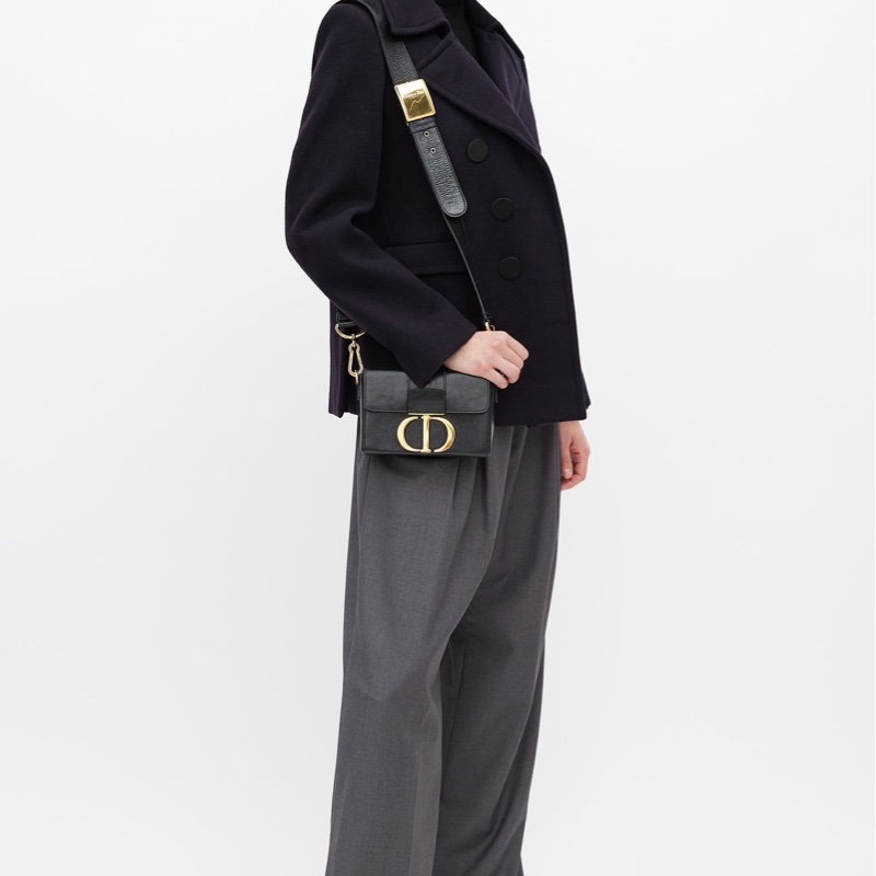 DIOR 30Montaigne 蒙田Box黑色牛皮/油蠟皮金扣 肩背包 斜背包-5