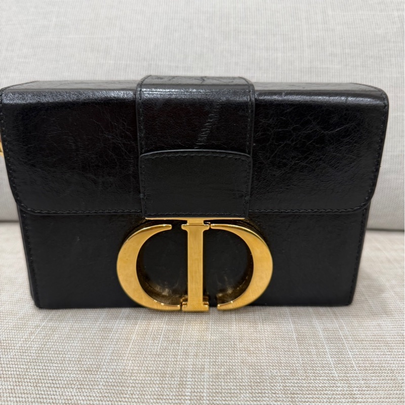 DIOR 30Montaigne 蒙田Box黑色牛皮/油蠟皮金扣 肩背包 斜背包-6