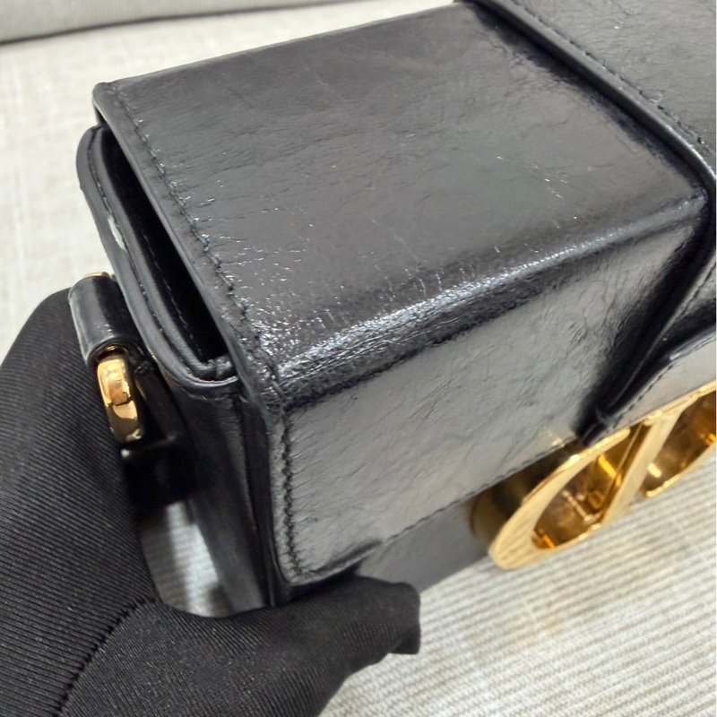 DIOR 30Montaigne 蒙田Box黑色牛皮/油蠟皮金扣 肩背包 斜背包-48