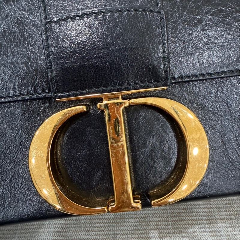 DIOR 30Montaigne 蒙田Box黑色牛皮/油蠟皮金扣 肩背包 斜背包-62