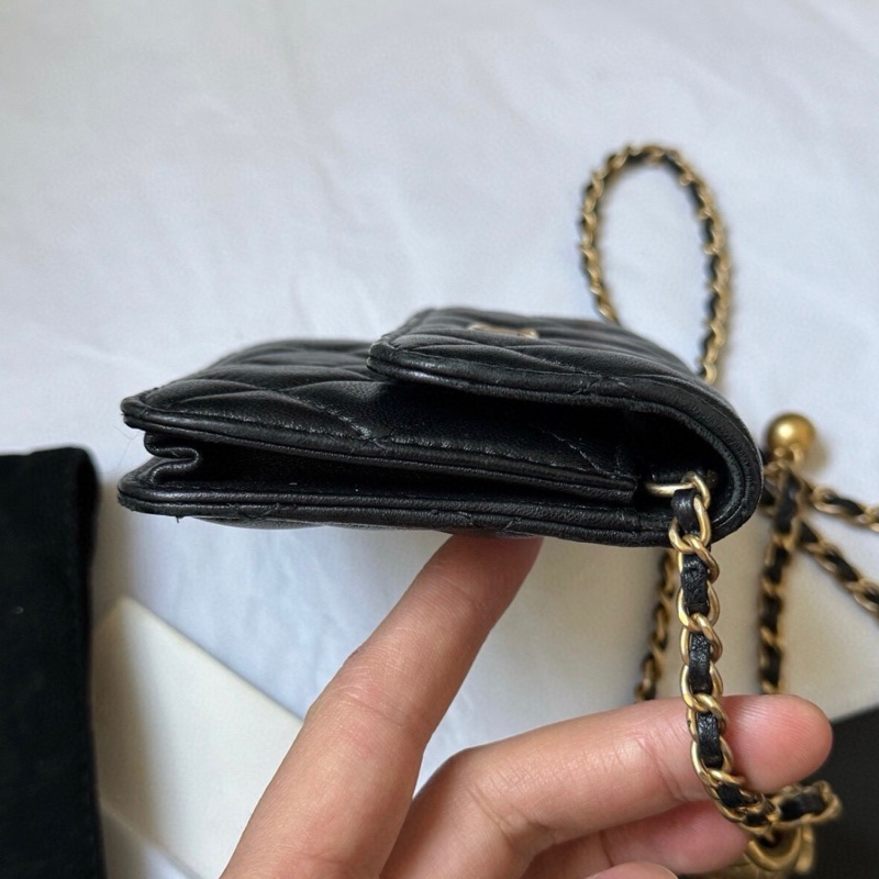 ✨全網最低價! chanel黑金 金球mini 腰包 單肩包 30開有卡 95新-2