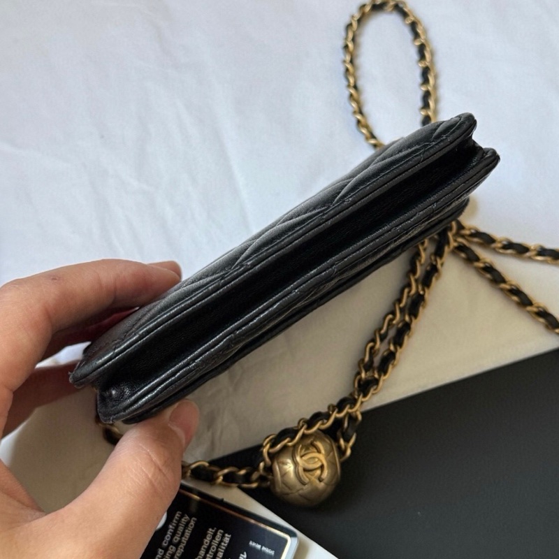 ✨全網最低價! chanel黑金 金球mini 腰包 單肩包 30開有卡 95新-4