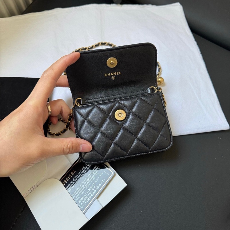 ✨全網最低價! chanel黑金 金球mini 腰包 單肩包 30開有卡 95新-6