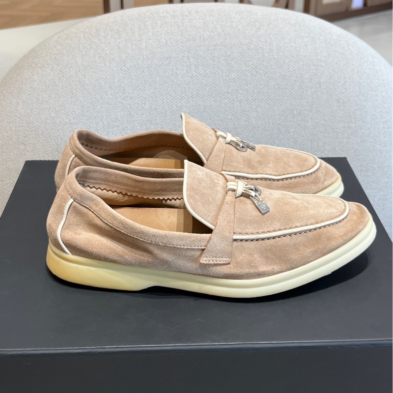 0825 魚- Loro piana鎖扣吊墜高級羊絨鑲邊樂福鞋 37碼-4