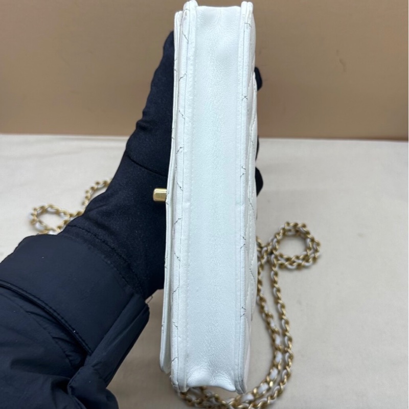 ✨全網最低價 !Chane珍珠WOC發財包 白金 芯片款 92新-1