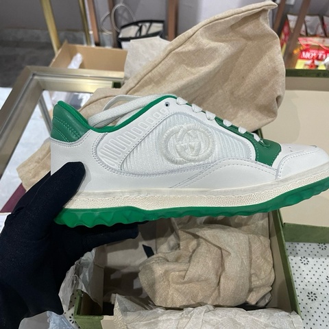 全新古馳gucci髒髒鞋mac80系列做舊白綠款，全新34.5碼，春秋款，鞋盒說明書齊全
