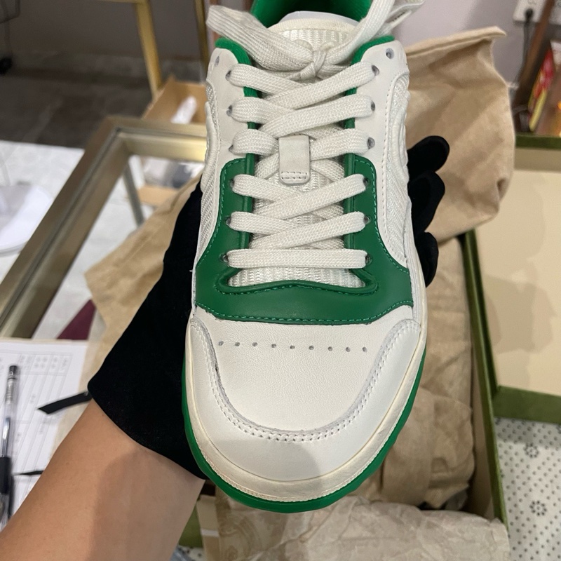 全新古馳gucci髒髒鞋mac80系列做舊白綠款，全新34.5碼，春秋款，鞋盒說明書齊全-5