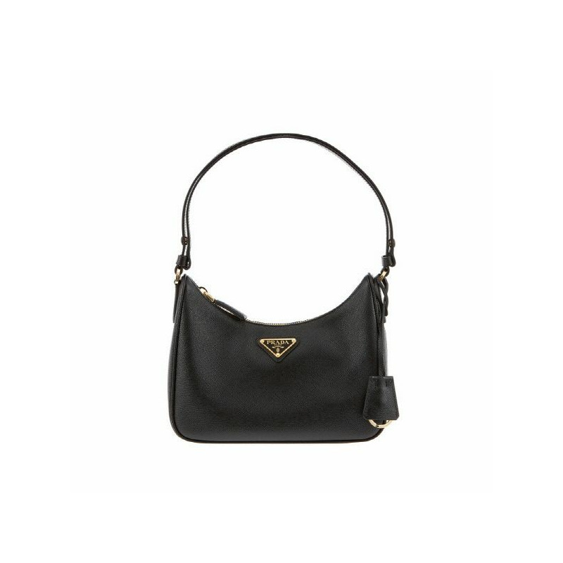 PRADA Saffiano 三角標誌迷你 Hobo 肩背包-0