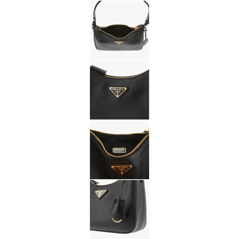 PRADA Saffiano 三角標誌迷你 Hobo 肩背包-6
