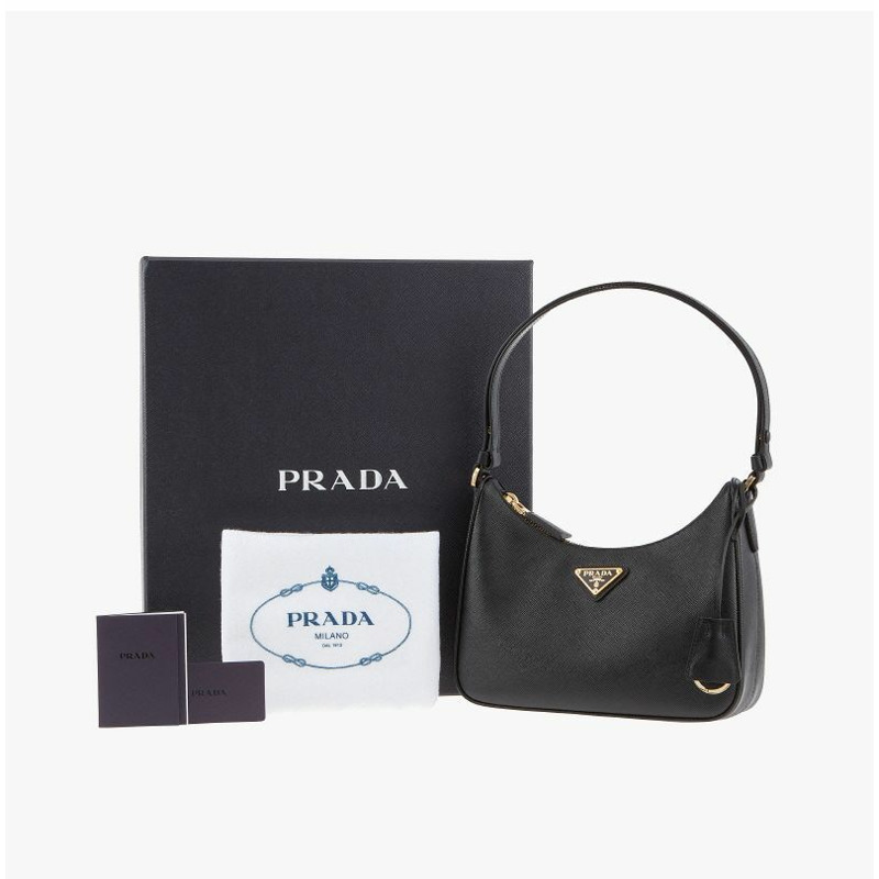 PRADA Saffiano 三角標誌迷你 Hobo 肩背包-8