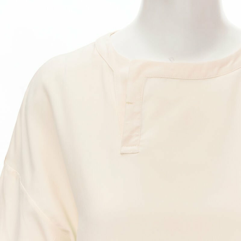 THE ROW ivory cream triple pocket asymmetric collar boxy silk dress US0 XS-7